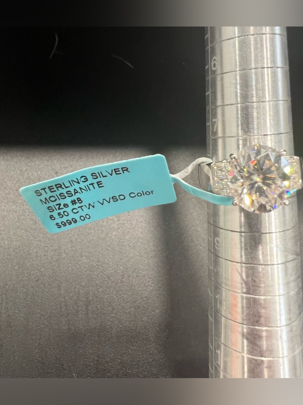 6.50ct Moissanite Engagement Ring Set in Sterling Silver